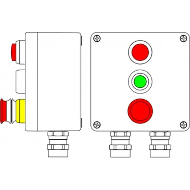 Взрывозащищенный пост управления из алюминия CPE-A-17 -(2xP1B(11) -1xP3E(11)) - 2x6018AASBKGM2SB(C)1Ex d e IIC T6 Gb / Ex tb IIIC T80°C Db IP66