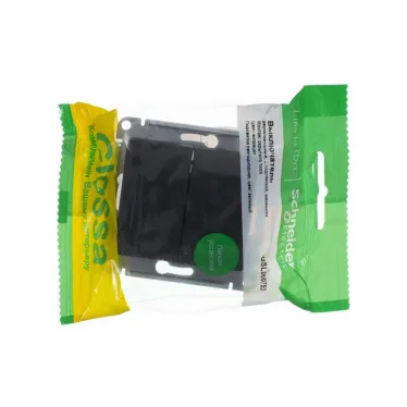 GLOSSA Выключатель двухклавишный с подсветкой схема 5а антрацит в рамку