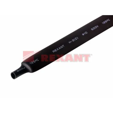 Термоусаживаемая трубка 10,0 5,0 мм, черная, упаковка 50 шт. по 1 м, REXANT