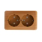 ЭТЮД Розетка двойная наружная с заземлением со шторками Бук