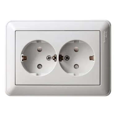 W59 Розетка двойная скрытая с заземлением 16А белая