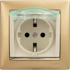 VALENA Розетка с заземлением со шторками с крышкой в рамку слоновая кость