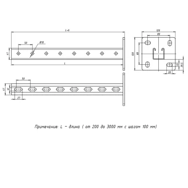 STRUT-стойка 41х41мм основание 2000 мм