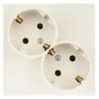 Розетка 2х2К+З Schuko без штор, слоновая кость