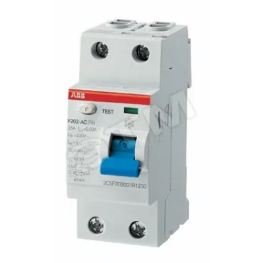 Выключатель дифференциальный (УЗО) F202 2п 63А 100мА тип AC | 2CSF202001R2630 | ABB