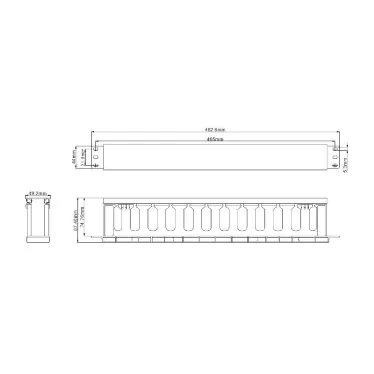 Организатор кабельный пластиковый с крышкой. глубина 75 мм