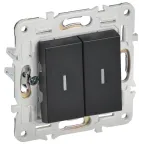 SKANDY Выключатель 2-клавишный проходной с индикацией 10А SK-V10Bl черный IEK