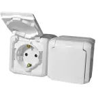 Quteo Розетка двойная с заземлением со шторками наружная IP44 белая