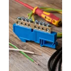 Шина нулевая 8х12мм 125А 8 отверстий изолятор на DIN-рейку латунь PROxima