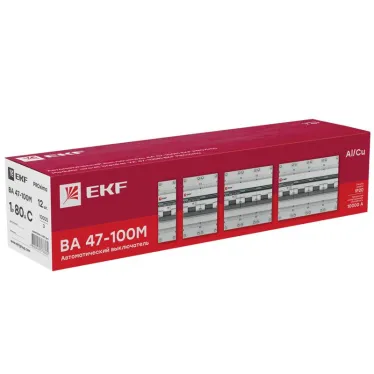 Автоматический выключатель 1P 100А (D) 10kA ВА 47-100M с электромагнитным расцепителем PROxima