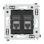 Компьютерная розетка RJ-45 в стену, кат.6 экранированная двойная,''Avanti'', ''Черный матовый''