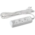 Удлинитель без зазeмл., 2х1мм2, 10А, ПВС, 3гн, 3м (20/600) U-3-3m-2x1