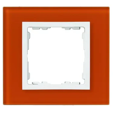 Рамка на 2 поста, S82N, оранжевый - белый (стекло)