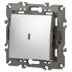 Выключатель с подсветкой, 10АХ-250В, Эра Elegance, алюминий,14-1102-03