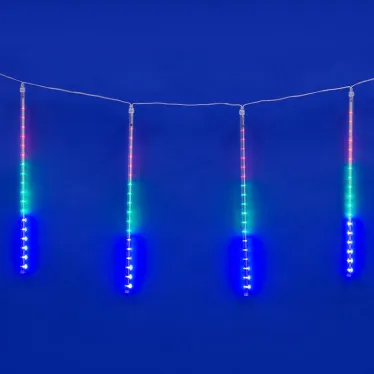 Занавес светодиодный фигурный Падающие звезды соединяемый 2,4х0,5м 8 подвесов 240 светодиодов Разноцветный свет Провод прозрачный ULD-E2405-240/DTK MULTI IP44 METEOR