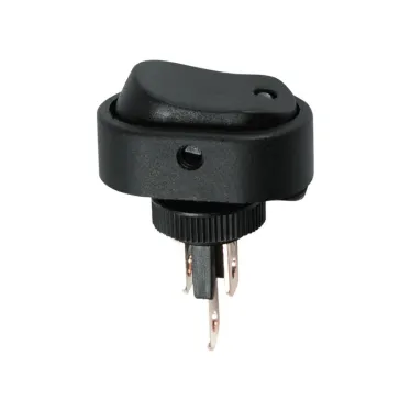 Выключатель клавишный 12V 20А (3с) ON-OFF черный ОВАЛ с синей LED подсветкой