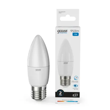 Лампа светодиодная Elementary Свеча 12W 950lm 6500K E27 LED 1/10/100 | 30232 | Gauss