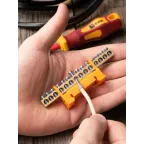 Шина 0 PE (6х9мм) 14 отверстий латунь желтый изолятор тип Стойка на DIN-рейку PROxima