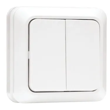 Рим Выключатель двухклавишный 10А белый