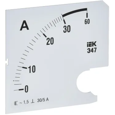 Шкала сменная для амперметра Э47 30/5А класс точности 1,5 96х96мм