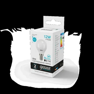 Лампа светодиодная LED 12 Вт 920 лм 4100К шар P45 нейтральный E14 AC 220В Elementary Gauss
