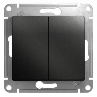 GLOSSA Выключатель двухклавишный сх.5 антрацит в рамку