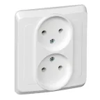 ЭТЮД Розетка двойная скрытая без заземления без шторок белая