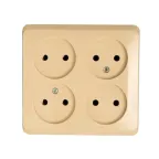 ЭТЮД Розетка четырехместная наружная без заземления без шторок 16А 250B кремовая