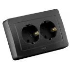 Розетка двойная скрытая с заземлением черный
