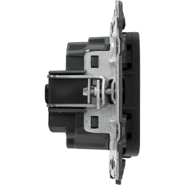 Valena ALLURE Розетка силовая 2К+З 16А 250В с лицевой панелью винтовые зажимы антрацит