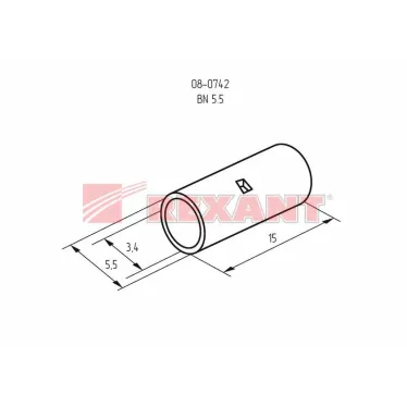Гильза соединительная L-15 мм 4-6 кв мм (ГМЛ (DIN) 6), REXANT