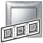 VALENA Рамка 3 поста горизонтальная алюминий модерн