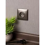 Валенсия лицевая панель розетки 1-местной б/з 10 А графит с защ. штор.