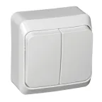 ЭТЮД Выключатель двухклавишный наружный белый сх.5