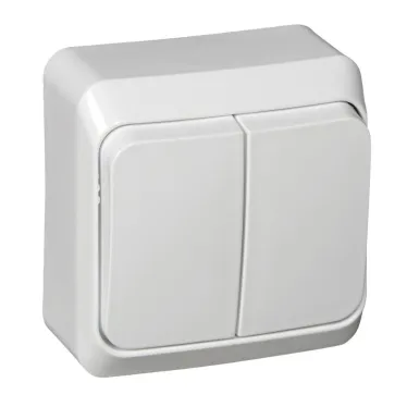 ЭТЮД Выключатель двухклавишный наружный белый сх.5