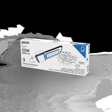 Светильник уличный консольный ДКУ 50 Вт 6000 лм 5000К AC 220В IP65 370х145х45мм широкая КСС Ш Qplus Gauss