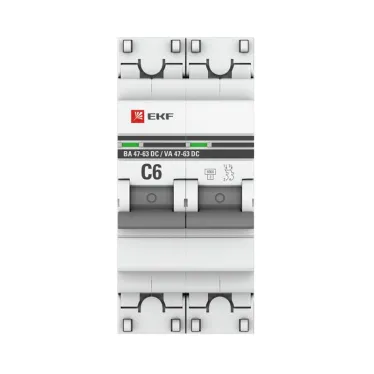 Автоматический выключатель 2P 6А (C) 6кА ВА 47-63 DC EKF PROxima