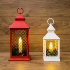 Декоративный фонарь со свечкой, красный корпус, размер 13.5х13.5х30,5 см, цвет ТЕПЛЫЙ БЕЛЫЙ | 513-041 | NEON-NIGHT
