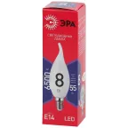Лампа светодиодная LED BXS-8W-865-E14 R (диод, свеча на ветру, 8Вт, хол, E14) (10/100/2800)