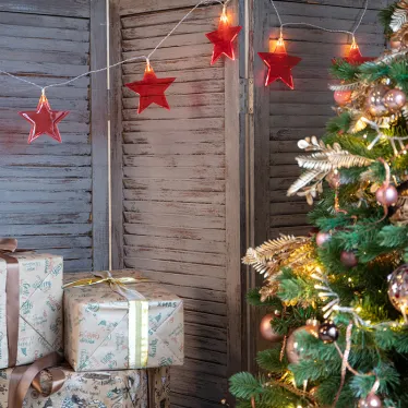 Гирлянда светодиодная Звездопад красная 10 LED, 2,25 м, прозрачн. ПВХ, теплый белый свет свечения, 2хАА (батарейки не в компл.) | 304-002 | NEON-NIGHT