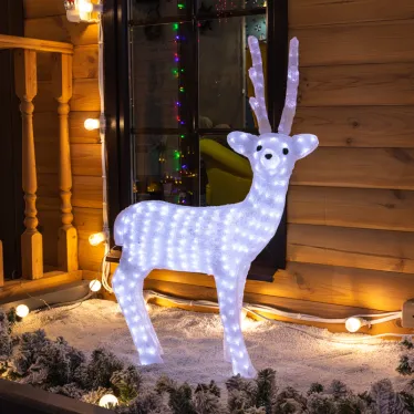 Акриловая светодиодная фигура Снежный олень 100 см, 380 светодиодов, IP 65, понижающий трансформатор в комплекте, | 513-307 | NEON-NIGHT