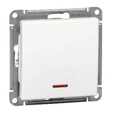 Выключатель одноклавишный, с подсветкой, 10АХ, механизм, белый
