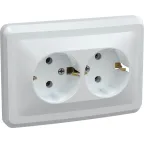 Розетка РС12-3-ВБ двухместная с заземляющим контактом без защитных шторок 16А ВЕГА белый
