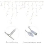 Гирлянда Айсикл (Бахрома) светодиодная 5х0,7 м, с эффектом мерцания, 152 LED, белый провод каучук, теплое белое свечение | 255-386 | NEON-NIGHT