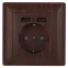 Розетка Intro Solo 4-410-10 с заземлением P+E Schuko со шторками, 16А-250В + 2хUSB, IP20, СУ, венге