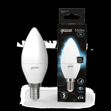 Лампа светодиодная LED 7 Вт 550 лм 4100К свеча нейтральный E14 AC 220В шаговое диммирование выключателем Black Gauss
