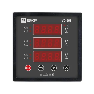 Вольтметр цифровой VD-963 на панель (96х96) трехфазный PROxima