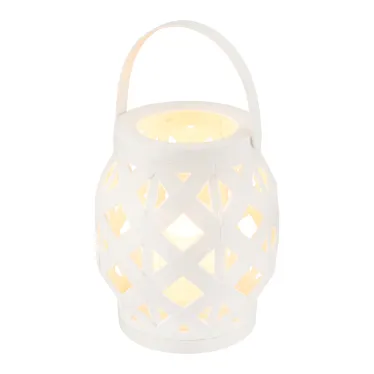 Декоративный фонарь со свечкой, плетеный корпус, белый, размер 14х14х16,5 см, цвет теплый белый | 513-057 | NEON-NIGHT