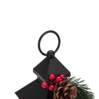 Декоративный фонарь со свечкой и шишкой, черный корпус, размер 10,7x10,7x23,5 см, цвет теплый белый | 513-047 | NEON-NIGHT