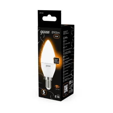 Лампа светодиодная LED 9.5Вт E14 220В 3000К Candle (свеча) | 103101110 | Gauss